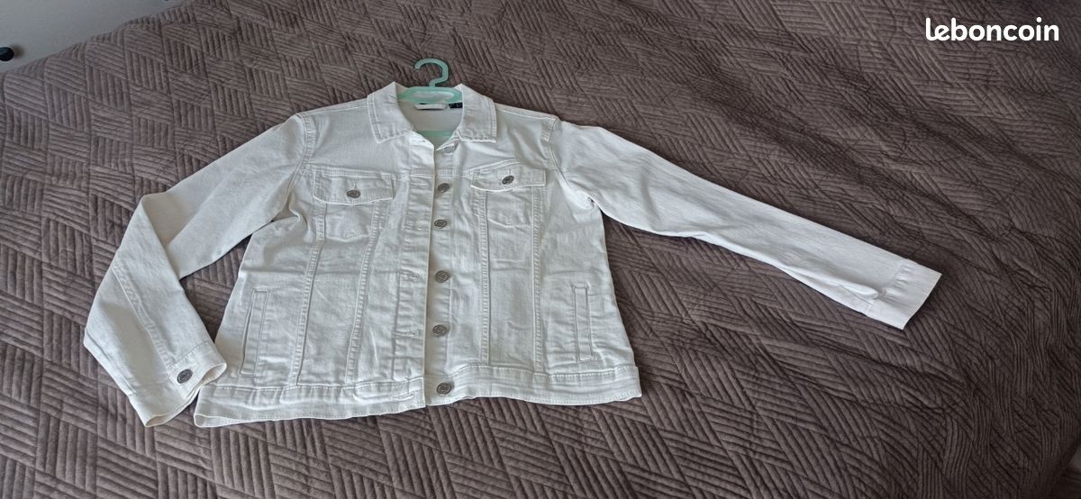Veste En Denim Blanc Karen Millen - Taille 10 - Neuve Avec étiquettes - Coupe Chemise - Prix D'origine 140£