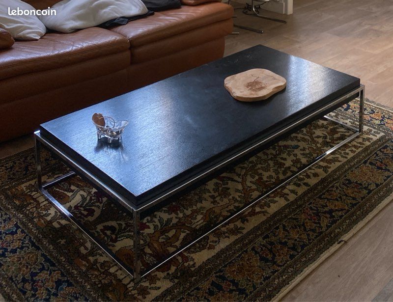 Table basse vintage noire et chromée (image 3)