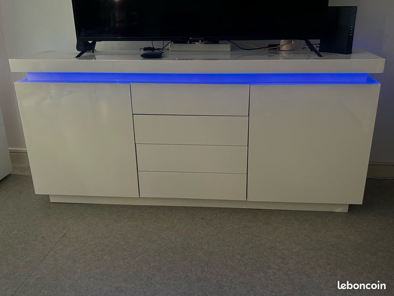 Meuble TV blanc laqué (image 1)