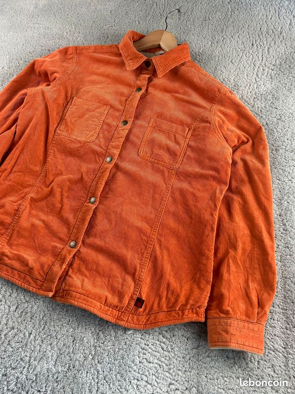 Chemise En Jean Sears Vintage – Années 70 – Femme Taille 12 – Couture Orange – Western