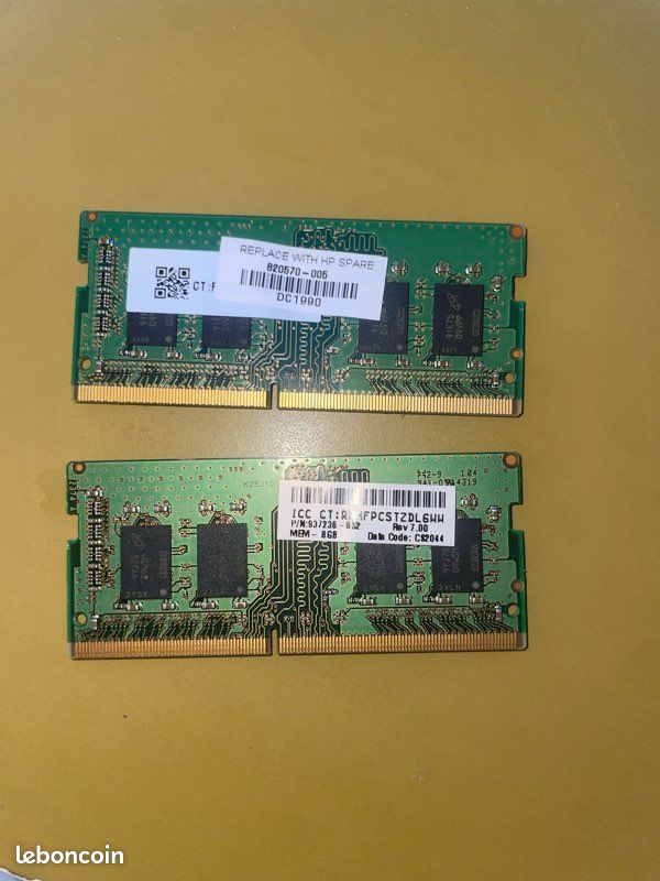 Barrette RAM DDR4 16 Go (1x16 Go) Micron PC4-2666V - Pour Ordinateur Portable, Occasion