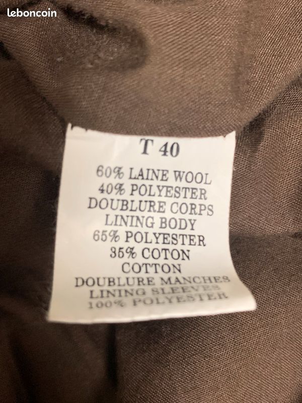 Manteau mi long en majorité laine chiné marron et violine Chattawak #chattawak (image 12)