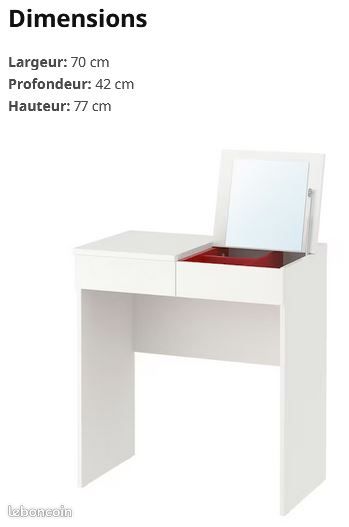 Coiffeuse maquilleuse blanche IKEA BRIMNES (image 3)