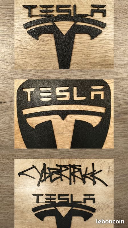 1 Reproduction Logo Insigne Garage Écusson Idée Cadeau Déco - Emblème Murale Décoration TESLA MOTOR Model 3 Model Y Model S X - HD 320*320mm - VE CyberTruck Applique Posters (image 1)