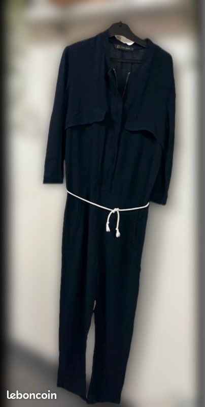 Combinaison Ceinturée Zara Femme Avec Franges, Taille S, En Viscose Noire - Neuf Avec étiquettes