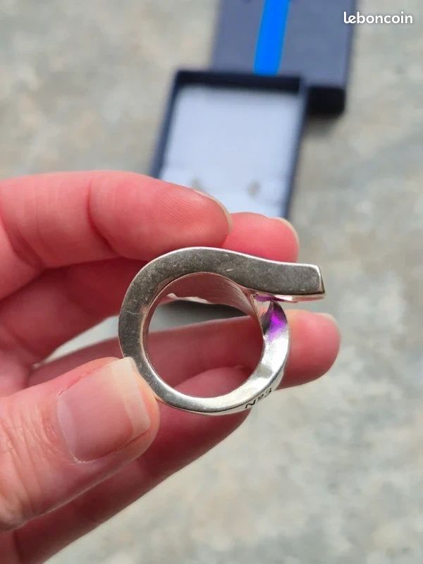 Bague argentée pierre violette facettée taille 54 neuve (image 5)