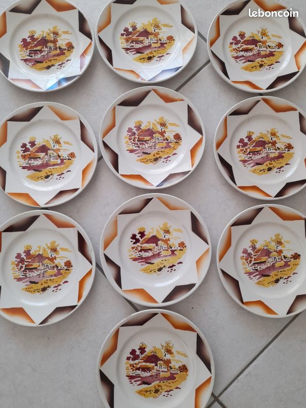10 assiettes à dessert Longchamp décor vaches au pré (image 3)