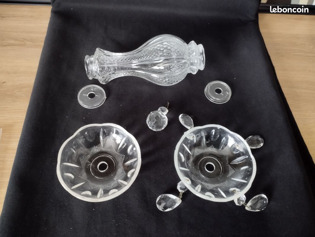 Coupelle pampilles en verre pour lustre + corps central (image 2)