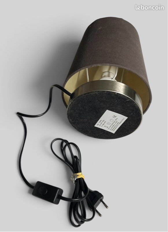 Petite lampe de chevet / table Gifi gris anthracite/taupe et chrome (image 2)