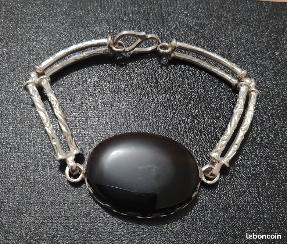 36.95 GR très beau bracelet argent grosse AQEEQ agate (image 3)