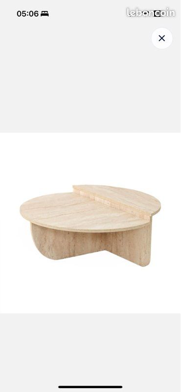 Table basse effet travertin beige (image 2)