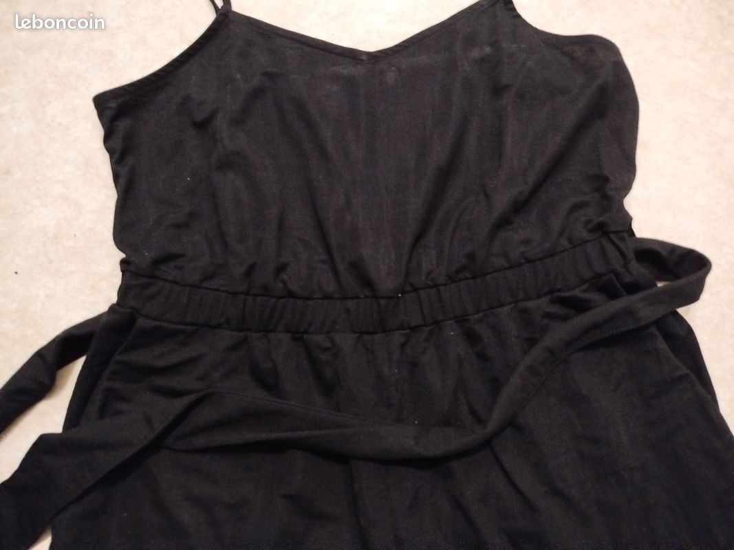 Combinaison noire pantalon bretelles fines Mango (image 3)