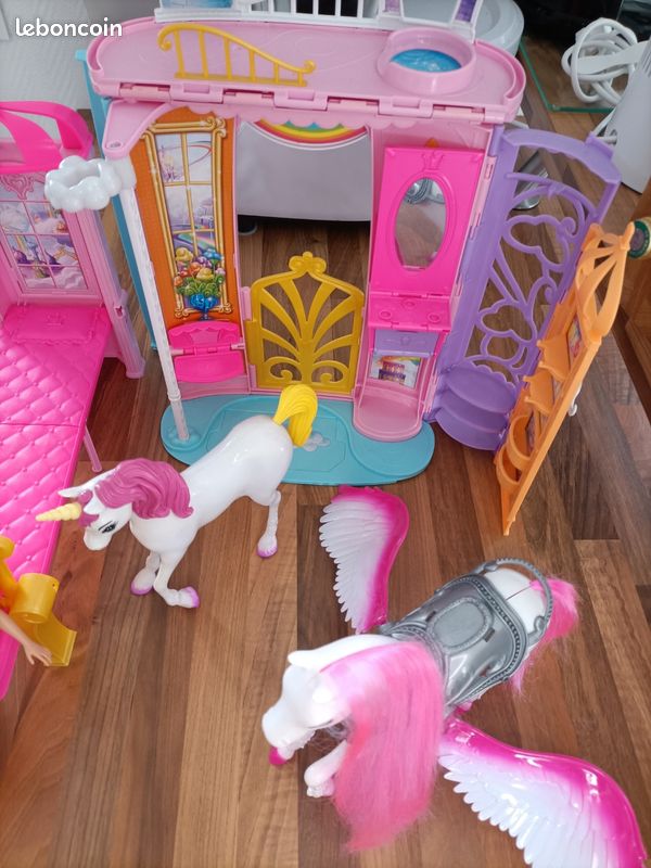 Barbie Mattel 1999 - Cheval Pégase Rose Arc-en-ciel Scintillant - Vintage