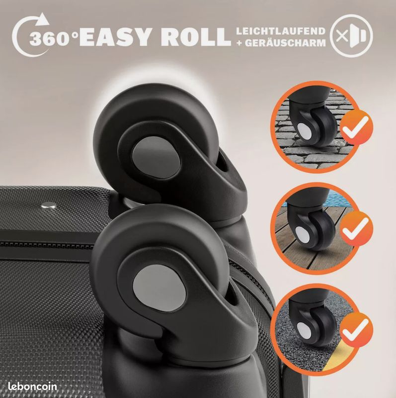 Lot de 3 valises rigides - Taille M L XL - 4 Roues 360° - Neuve (image 4)