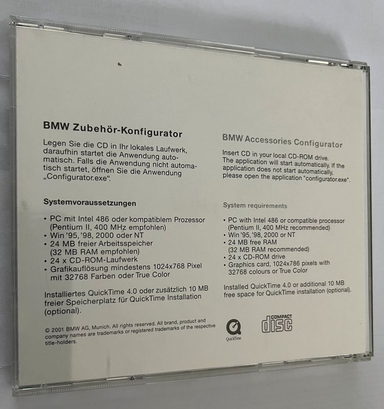 CD ROM BMW configuration accessoires - Équipement auto