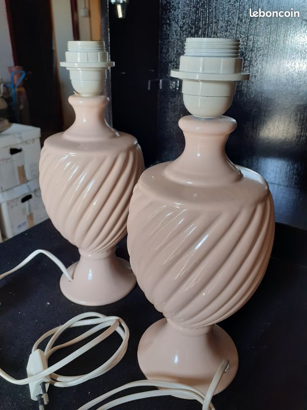 Lot de deux pieds de lampe vintage en céramique (image 2)