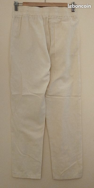 Pantalon en lin crème femme taille S (image 3)