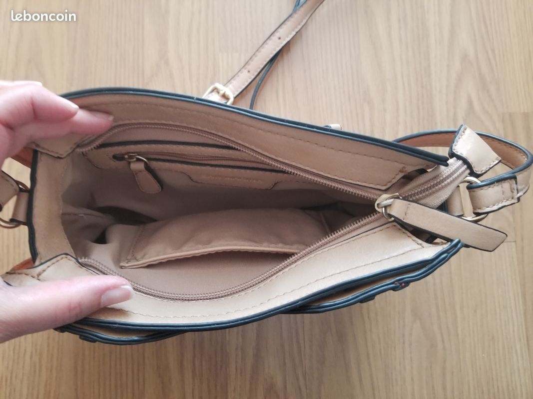 Petit sac à main beige orange léopard (image 3)