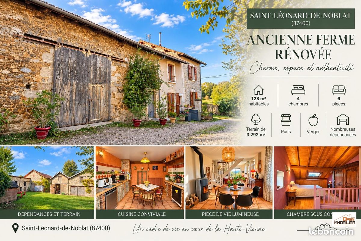 Maison 6 pièces 128 m² · à Saint-Léonard-de-Noblat · 128 m² · 228 000 €