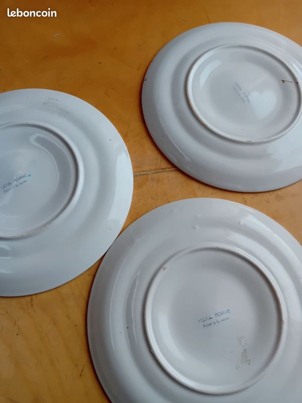 Lot de 3 assiettes à huitresMBFA pornic motif figue ou artichaut (image 5)