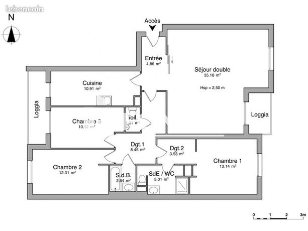 Appartement 5 pièces 107 m²
