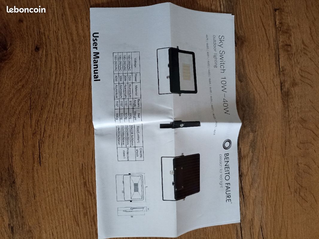Projecteur extérieur Sky Switch 20W Beneito Faure blanc (image 3)