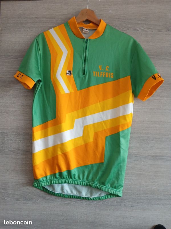 Ancien Maillot de vélo - Cyclisme -- Jersey - Orange et Noir