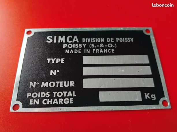 Plaque PLACE DE MA SIMCA P60 ARONDE MONTLHERY