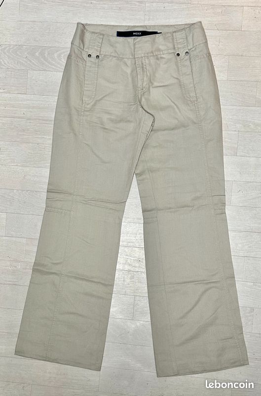 Pantalon femme beige Mexx en lin/coton T38/40 - TBE (image 1)