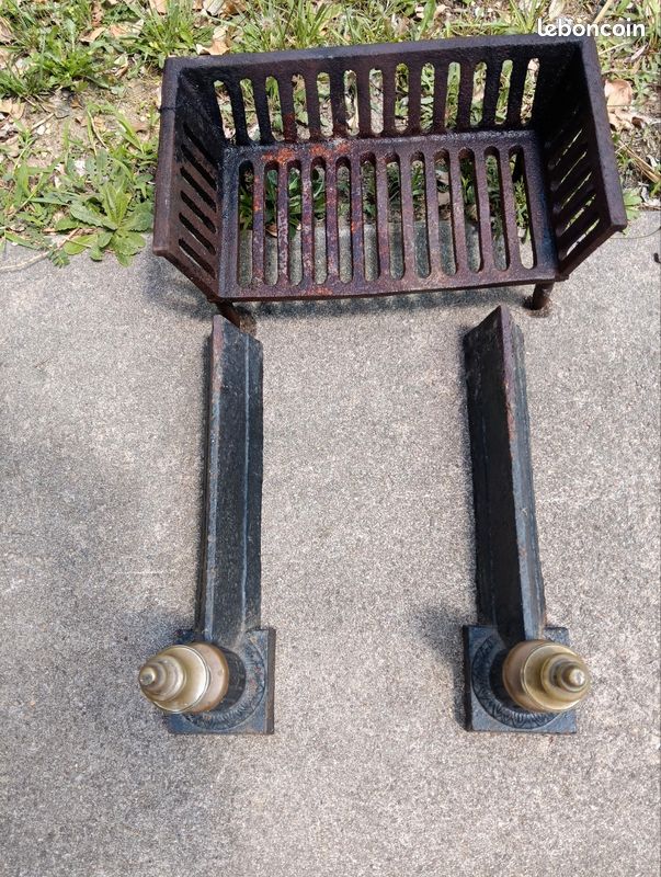2 chenets et grille cheminée (image 1)