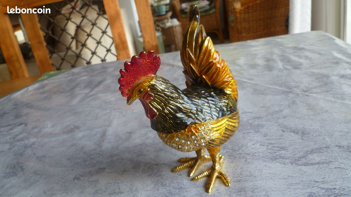 Boîte à Secrets Boîte à Bijoux Coq Coloré En Métal émaillé Avec Strass