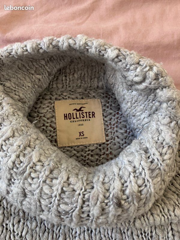 Pull court gris chiné hollister XS (image 2)