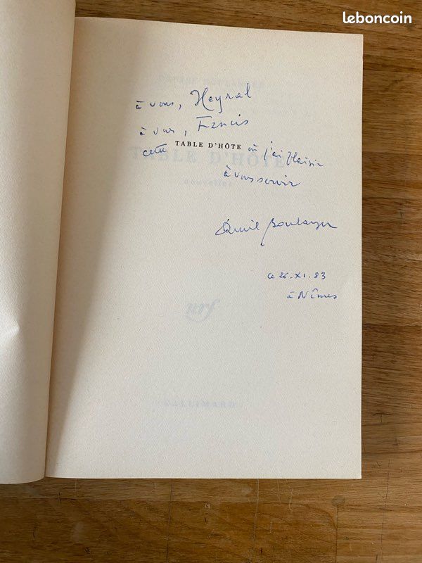 Daniel BOULANGER : Table d’hôte, Gallimard 1982 avec ENVOI (image 3)
