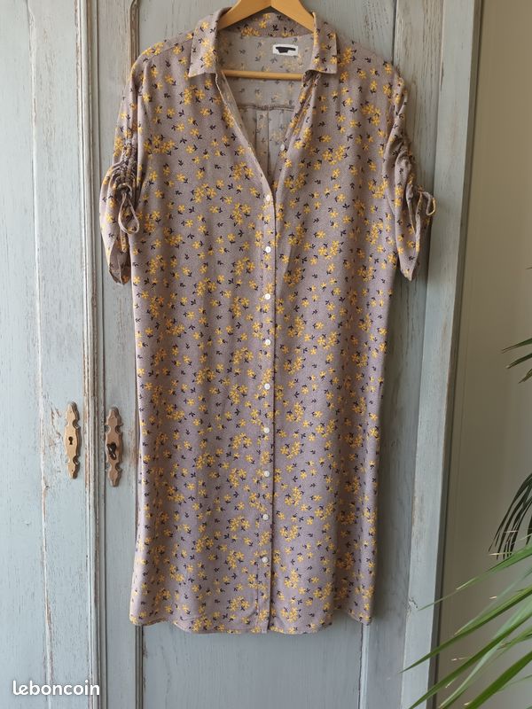 Robe vintage beige imprimé floral jeune et noir taille 38-44 - danayel (image 3)
