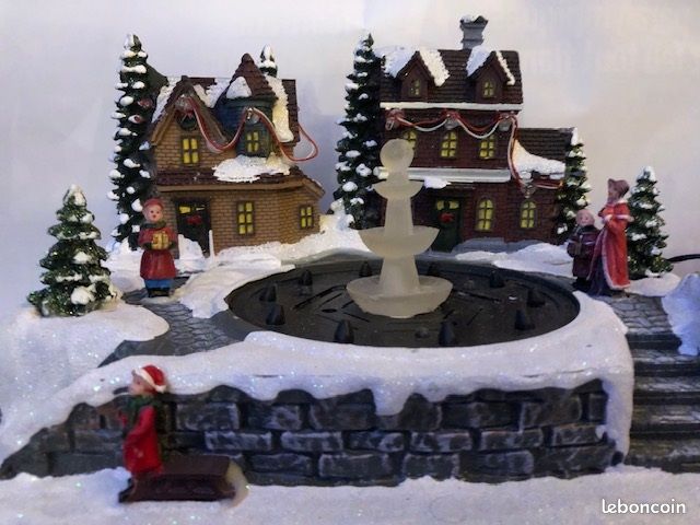 Village de noël avec vraie fontaine à eau intégrée, Scène lumineuse & animée (Non Lemax / Luville) (Fééric) (image 4)