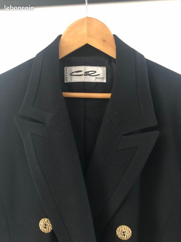 Blazer long noir crêpe de laine T 42/44 superbe (image 2)