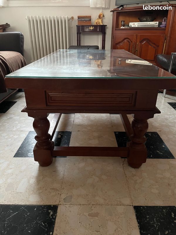Table basse rectangulaire bois massif chêne foncé (image 3)