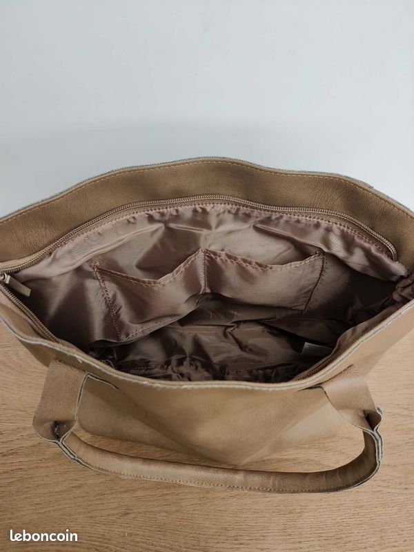 Sac à main neuf simili cuir marron taupe pochettes (image 3)