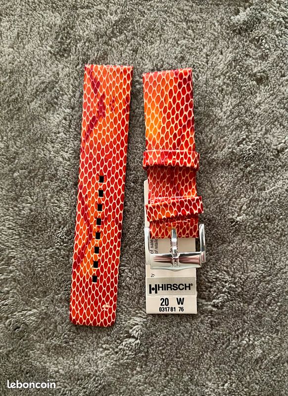 Bracelet De Montre HIRSCH Rainbow Lezard - Taille 14, Cuir Rouge, Neuf Sans étiquette
