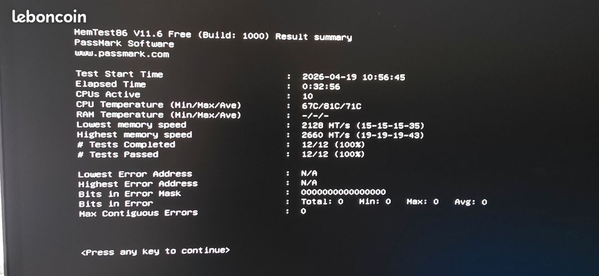 Kit RAM 32 Go (2x16Go) DDR4 3200MHz SO-DIMM – PC Portable / NUC Vends kit mémoire DDR4 SO-DIMM en très bon état, sans défaut ni rayure (image 3)