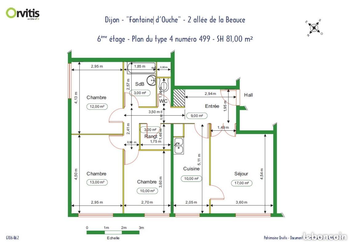 Appartement 4 pièces 81 m² · à Dijon · 81 m² · 583 €