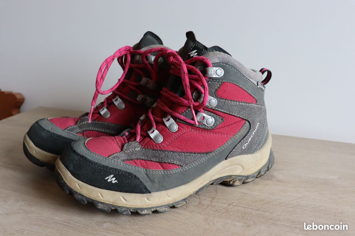 Chaussures Imperméables De Randonnée Enfant Lacet Crossrock Mid Grises 35 38