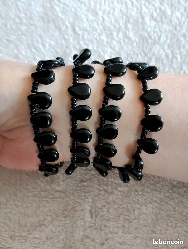 Bracelet extensible 2 rangs perles grises - Collection Rainbow - Bijoux