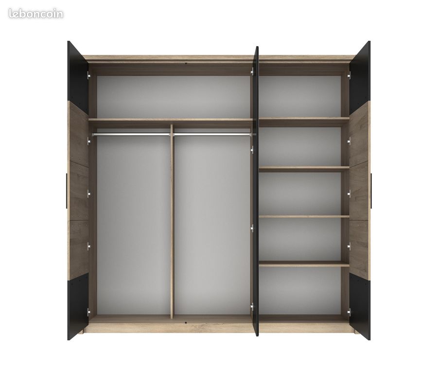 Armoire 3 portes L.218 cm imitation chêne kronberg clair (image 2)