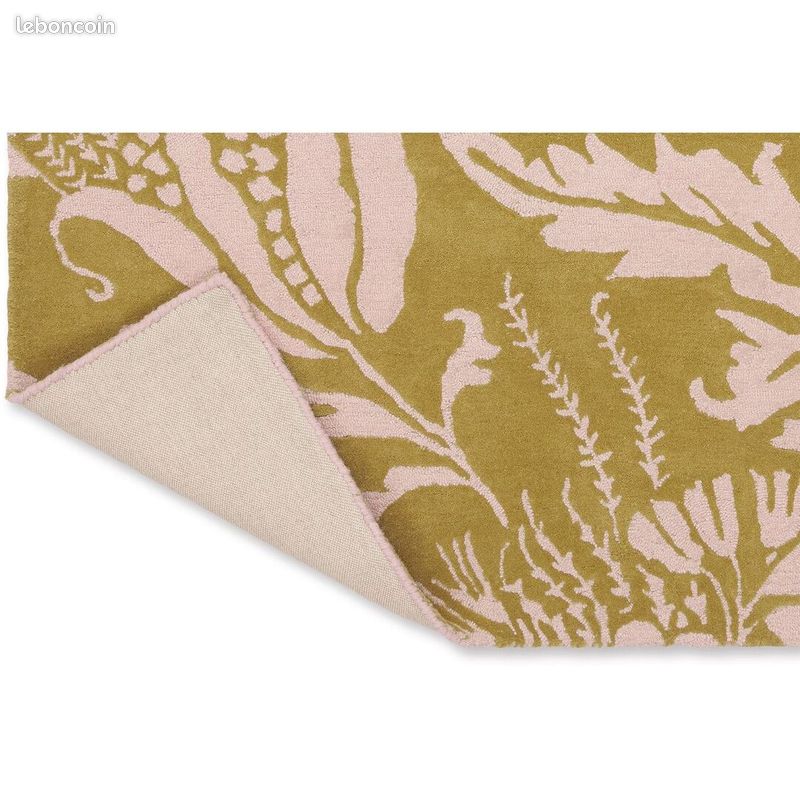Tapis floral laine tufté main moderne Baroque Jaune 140x200 (image 5)