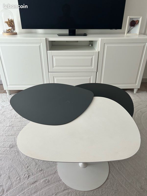 Lot de 3 tables basses galet design – très bon état (image 1)