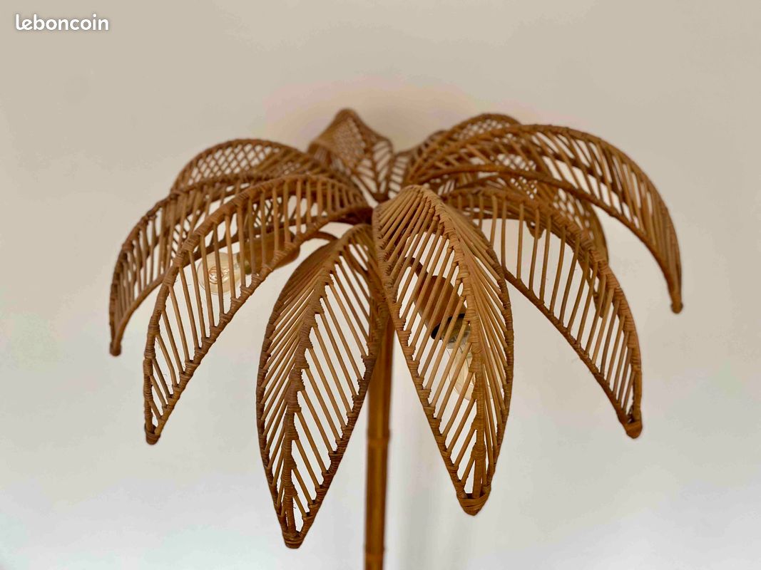 Lampadaire palmier en rotin (image 3)