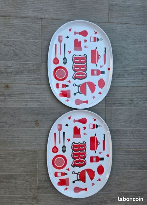 Lot de 2 plateaux de service BBQ / Barbecue (image 1)