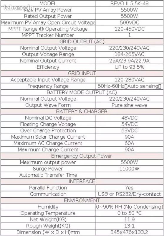 Onduleur solaire sur réseau 5500w 48v (image 10)