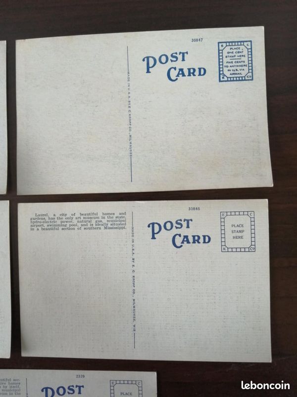 5 anciennes cartes postales, Laurel, Mississippi, états unis, vierges, couleurs (image 8)